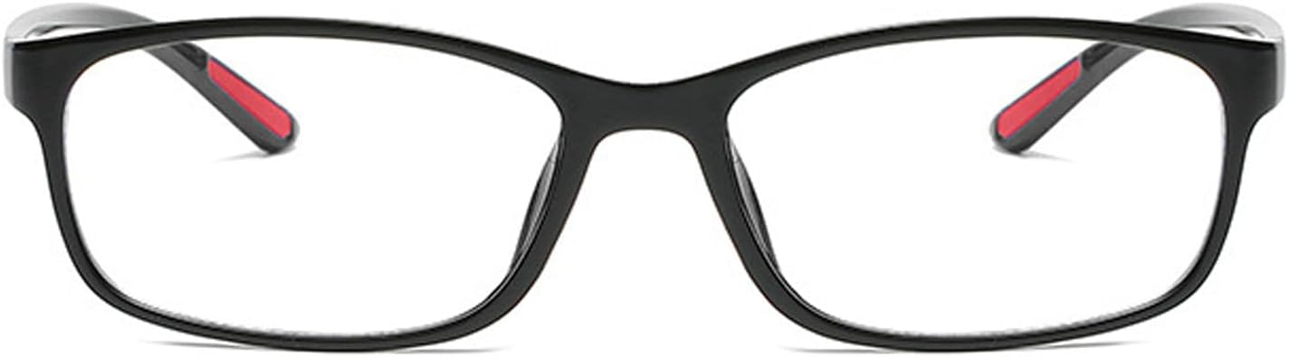 Gafas rectangulares clásicas, con marco de bloqueo de luz azul, borde completo, lentes transparentes sin receta (brazo negro)