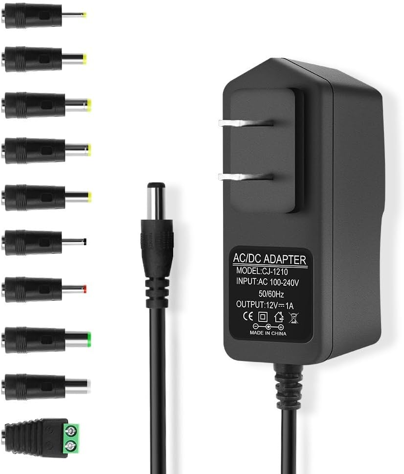 Adaptador de fuente de alimentación DC 12V 1A Adaptador de 12 W ACDC 100-240V 50-60Hz Adaptador de alimentación de CA a CC Transformador de 12 V 1 A