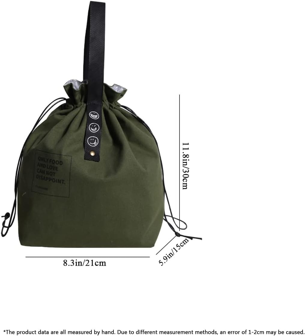 Lonchera para niños, lonchera con cordón de lona con aislamiento grande, bolsas de mano, loncheras reutilizables para adultos con resistente al agua