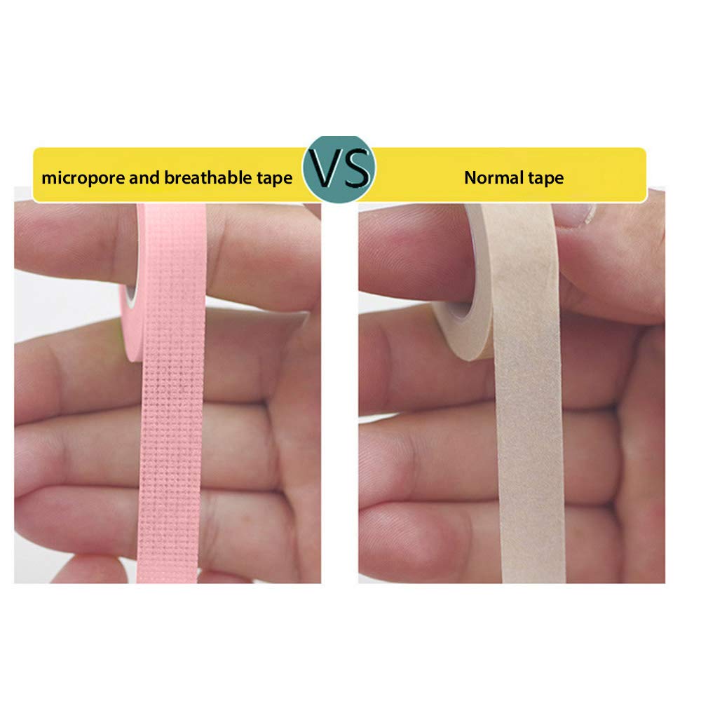 6 rollos de cinta médica de microporos de polietileno para extensiones individuales de pestañas, 12 pulgadas x 10 yardas, paquete individual (rosa)