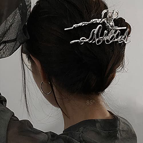 2 pinzas de metal grandes para el cabello, pinzas para el cabello plateadas, pinzas de cabello perfectas para mujeres y cabello más delgado y