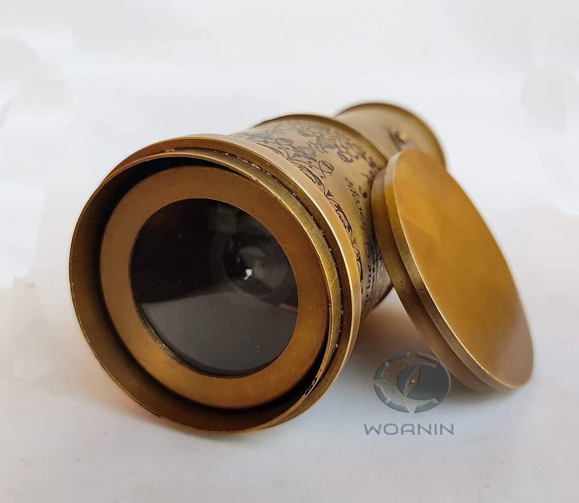 15 telescopios piratas de cristal espía vintage, telescopio pirata funcional de latón y visión clara con funda de cuero de primera calidad,