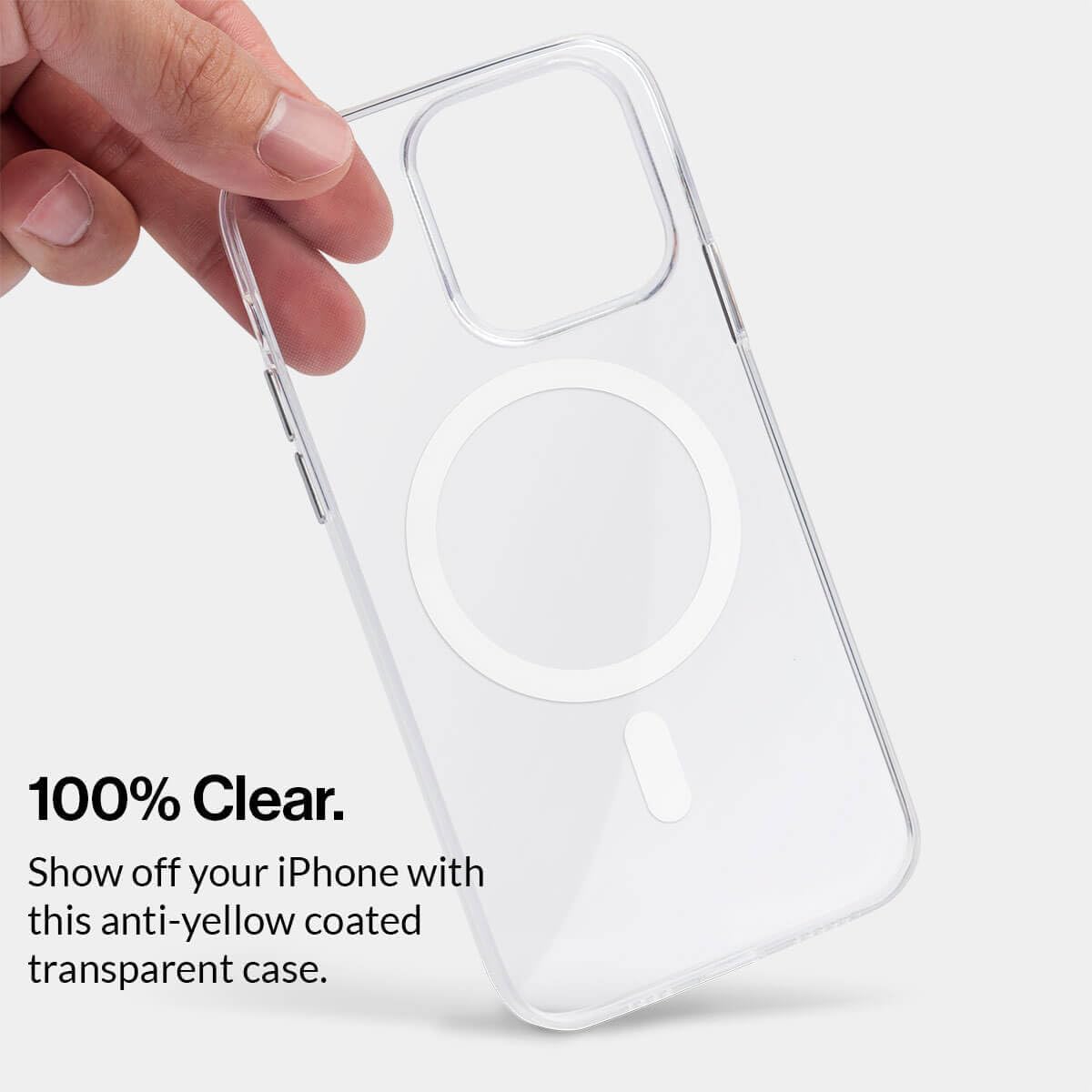 totallee Funda transparente para iPhone 15 Pro con agarre extra, delgada y magnética para iPhone 15 Pro con imanes integrados (agarre transparente)