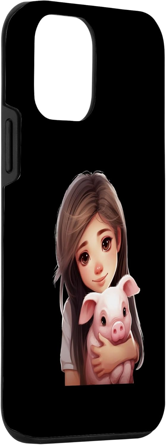 iPhone 12 mini cute girl hugging pig animal rights friend pet lover Idea Cr Case
