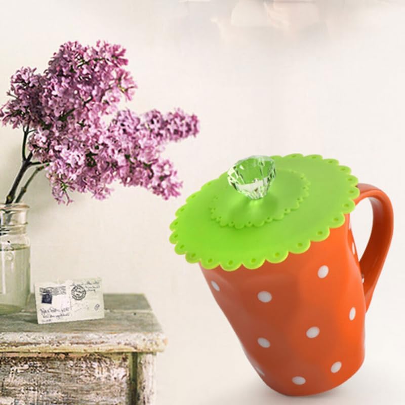 WEISIPU 6 piezas de cubierta de vaso de vidrio de silicona de dibujos animados, cubiertas reutilizables antipolvo para tazas de vidrio de bebida de