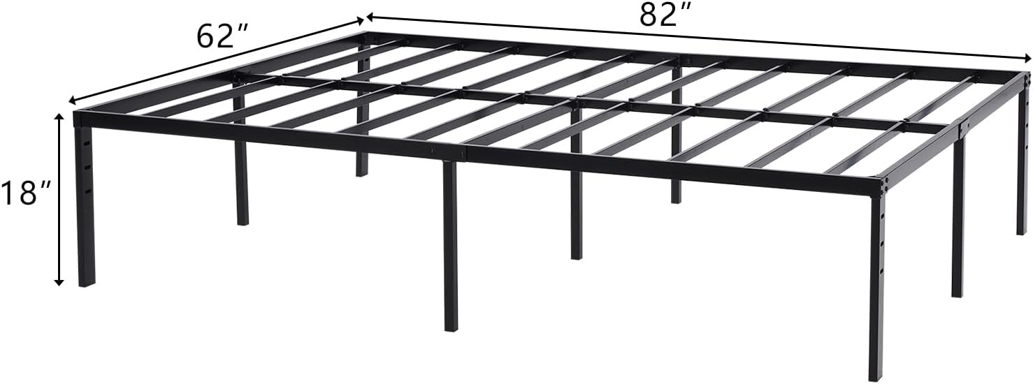 Base de cama de metal, marco de cama de plataforma de metal simple, espacio de almacenamiento debajo de la cama, marco de cama resistente, marco de