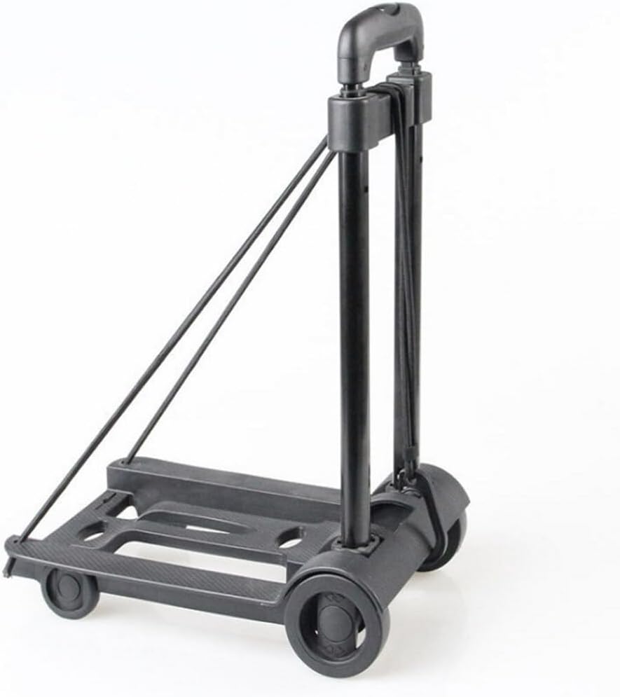 SOLUSTRE Carrito de compras plegable para comestibles, negro, 4 ruedas, material de hierro duradero, fácil de transportar y almacenar, ideal para