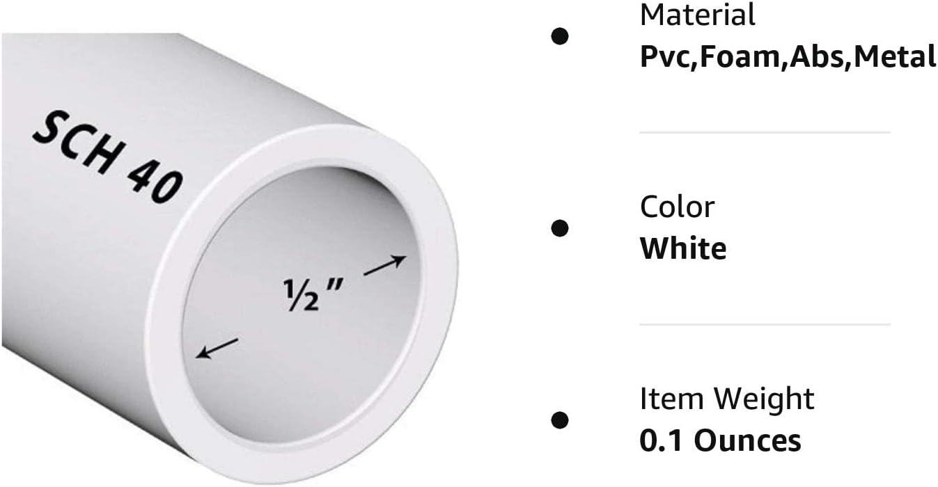 Tubo de PVC Sch40 12 pulgada (0.5) Longitud personalizada blanca – 2FT
