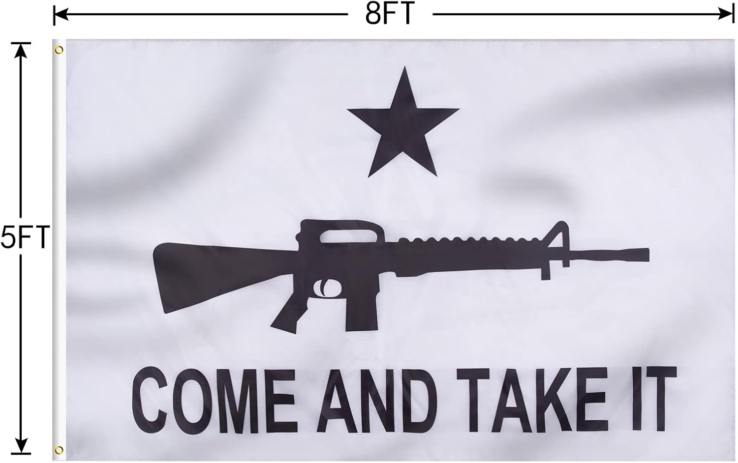 FLAGBURG Bandera de Gonzales M-4 Gonzales de 5 x 8 pies, con 1 capa impresa de color vivo y a prueba de decoloración, bandera de Gonzales Texas con