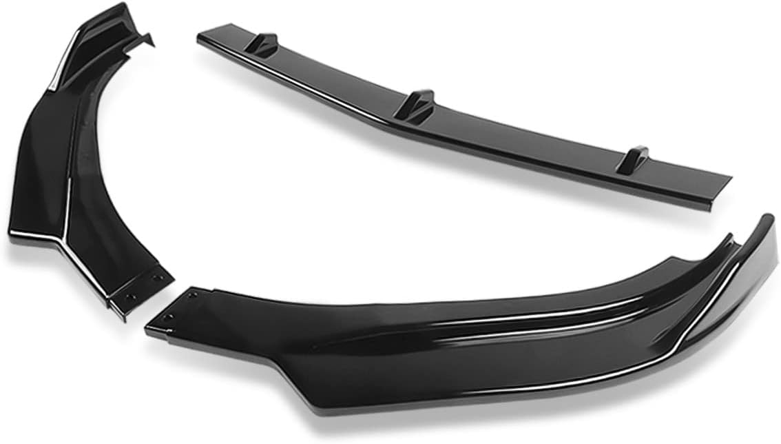Juego de 3 piezas de alerón para parachoques delantero de automóvil, pintable, estilo deportivo, compatible con Alfa Romeo Giulia 2017-2021, negro