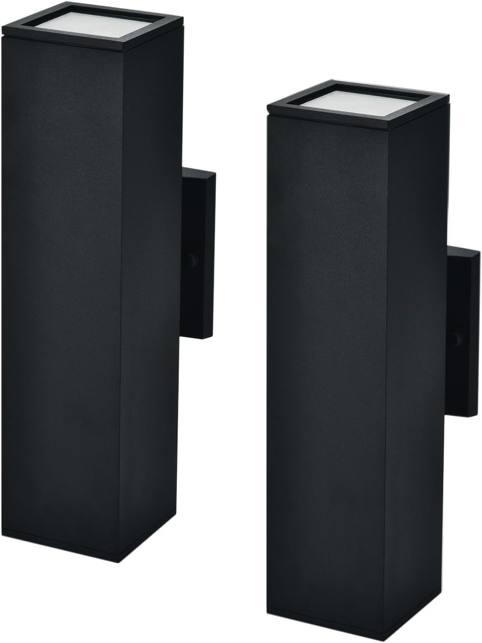 Paquete de 2 lámparas de pared para exteriores del amanecer al anochecer, iluminación LED moderna hacia arriba, luces de pared para exteriores, 2700