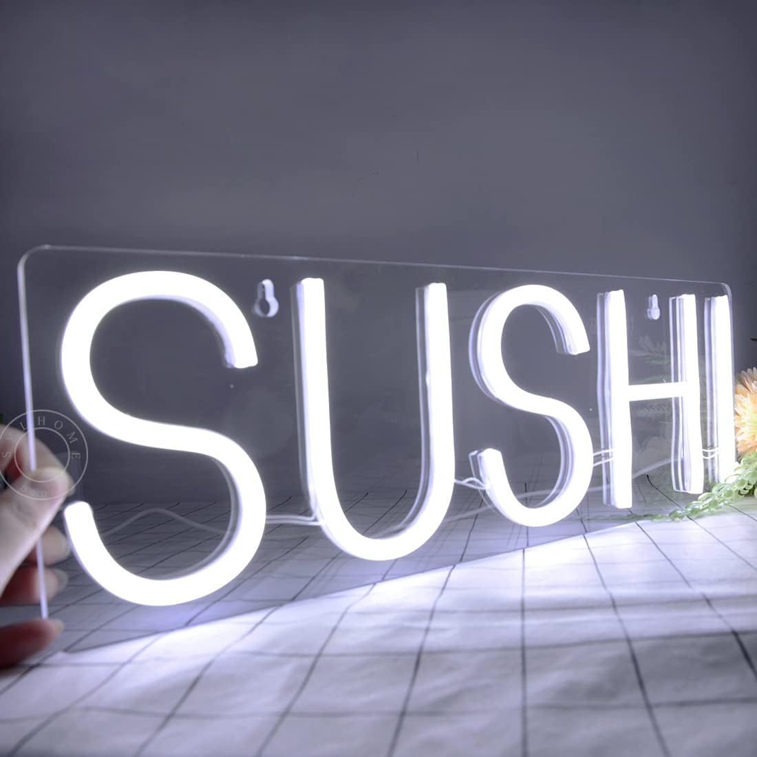 SYLHOME SUSHI – Letrero de luz LED de neón para negocios, decoración para colgar en ventanas, restaurante, pancarta publicitaria, mesa de sushi,