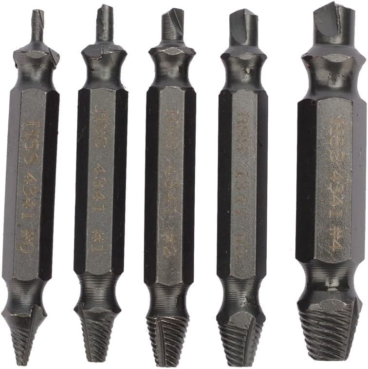 Kit de extractor de tornillos de 5 piezas, para fácil extracción de accesorios oxidados y rotos, tornillos de cabeza pelada, tornillos y brocas,