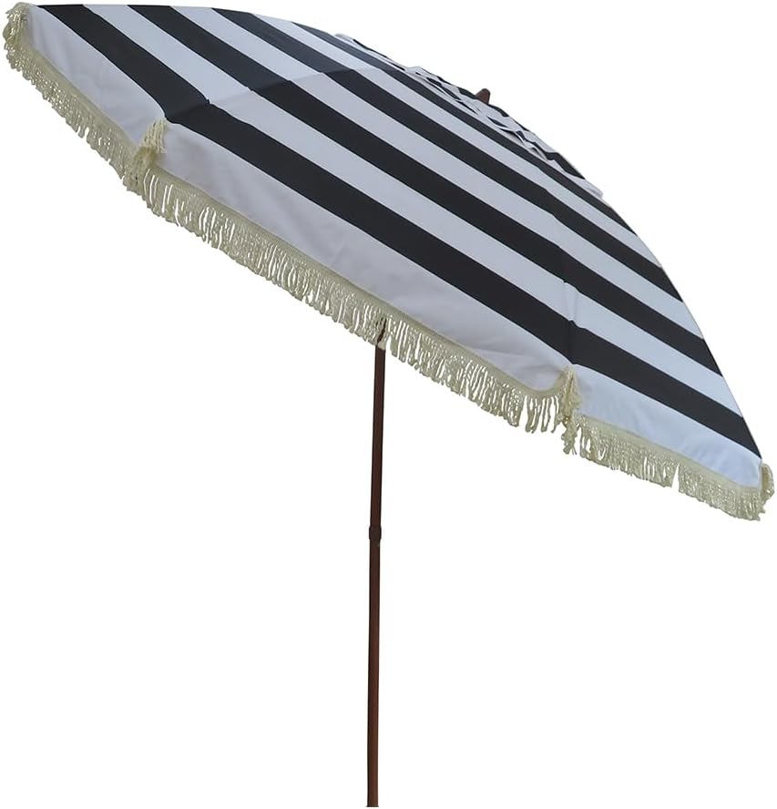 Hula – Sombrilla Tiki de paja tropical, palapa, rafia, tiki hut, sombrilla hawaiana para patio con flecos, sombrilla bohemia de 6 pies 8 pies y 9