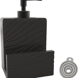 Dispensador de jabón con soporte para esponja, dispensador de jabón de cerámica para fregadero de cocina, dispensador de jabón líquido 2 en 1 con Dispensador de jabón con soporte para esponja, dispensador de jabón de cerámica para fregadero de cocina, dispensador de jabón líquido 2 en 1 con