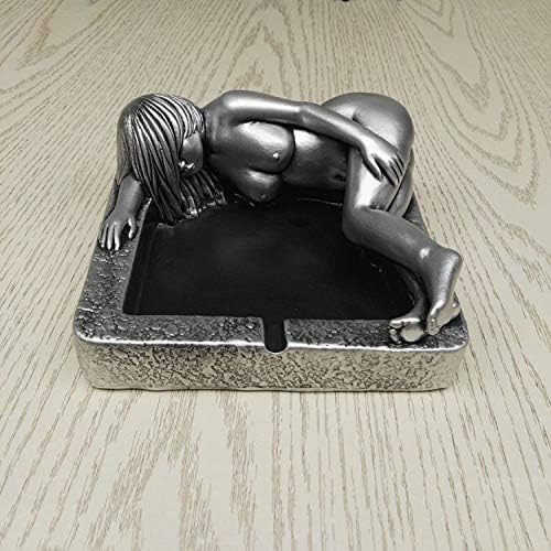 Ceniceros de figura de belleza para mujer, bandeja de ceniza de cigarro para el hogar, café, pabellón, restaurante, bar, decoración (plata)