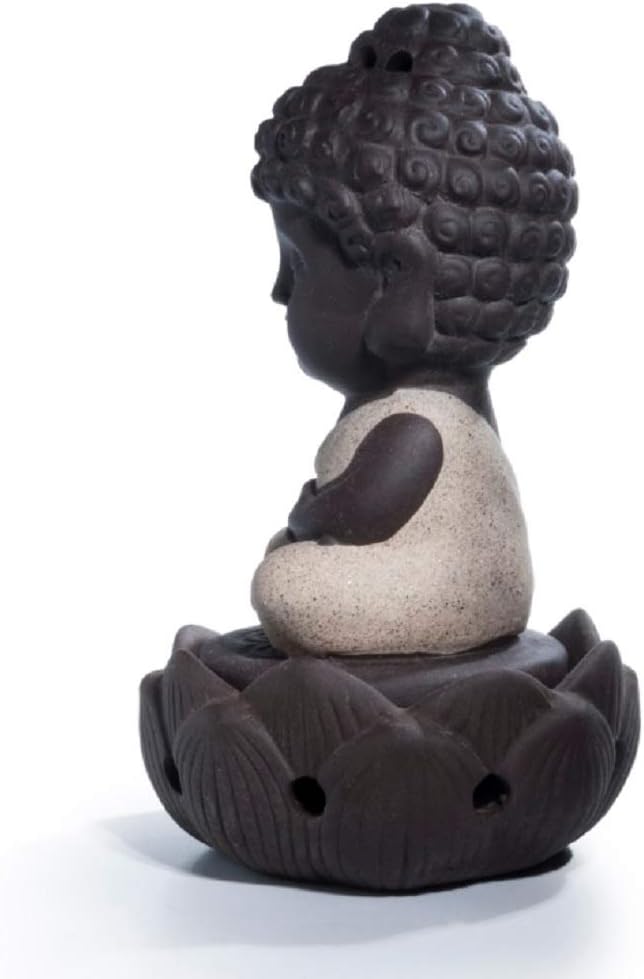 DMtse Lindo Buda de cerámica Zen meditación sentado estatuas de loto estatuas de Buda, quemador de incienso, tablero de cenizas, aromaterapia para