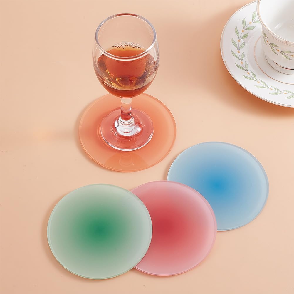 4 posavasos acrílicos, 4 colores degradados, posavasos planos y redondos, posavasos decorativos, tapete de protección de mesa para mesa de comedor,
