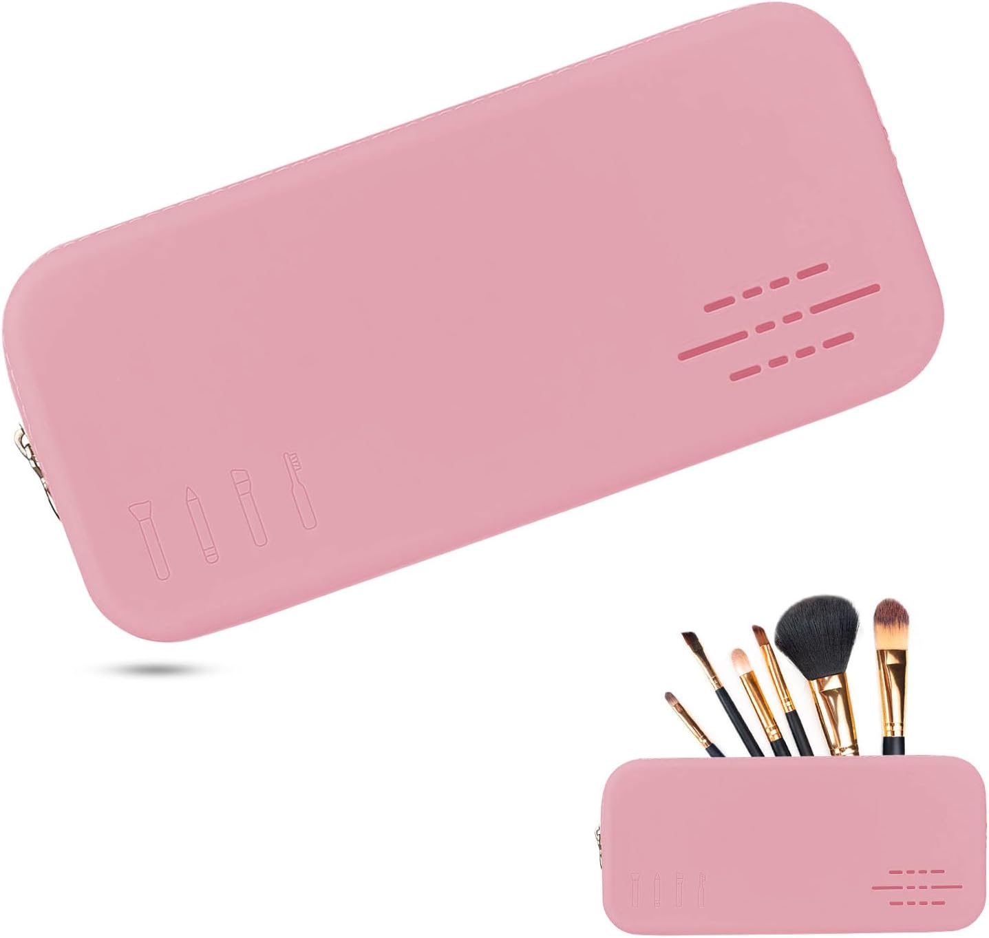 Soporte para brochas de maquillaje de viaje, soporte de silicona moderno y portátil, organizador de herramientas de maquillaje suave y elegante para