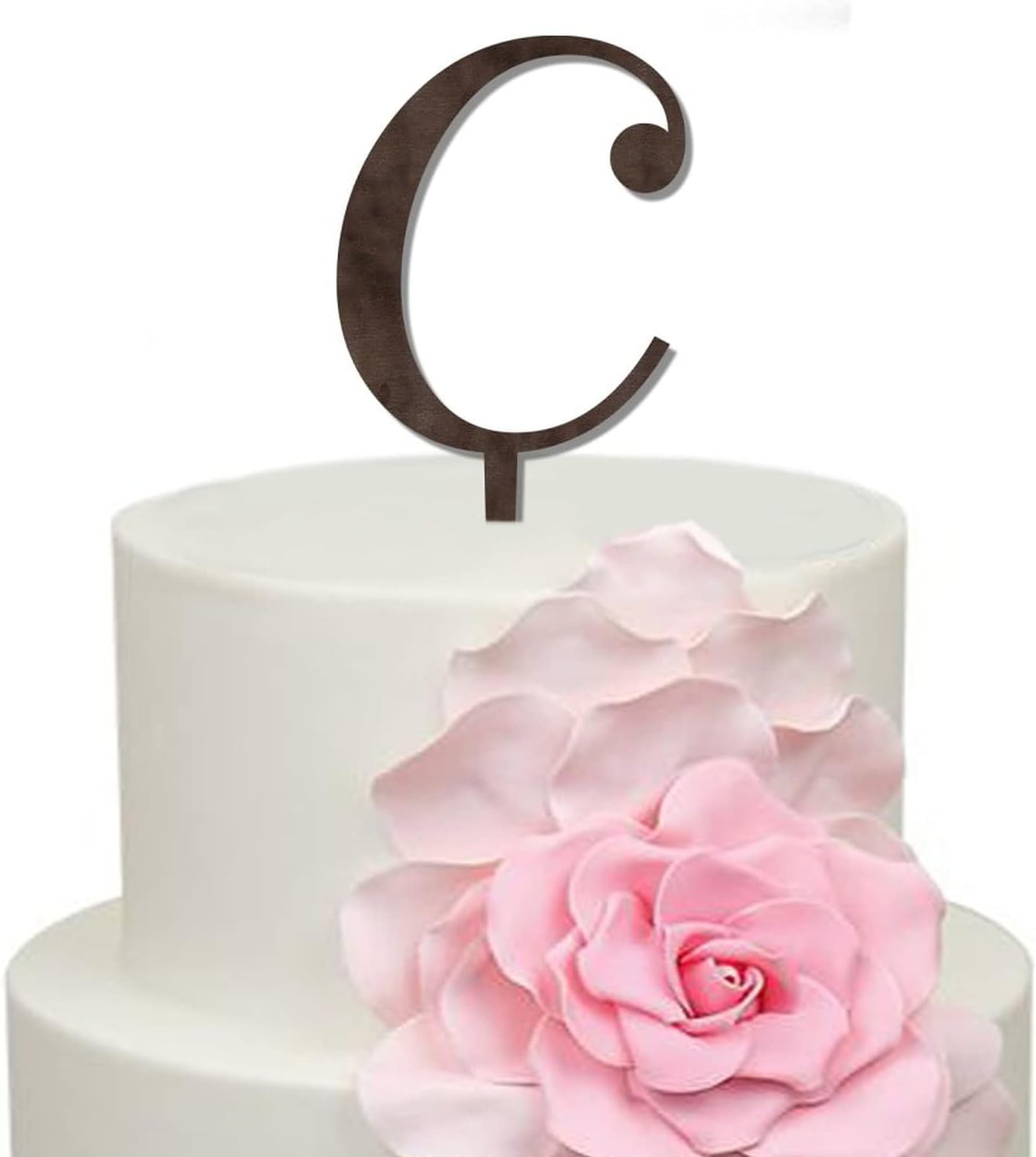 Decoración de madera rústica para tartas de boda, letra C, decoración floral para tartas de boda, para compromiso, cumpleaños, despedida de soltera,