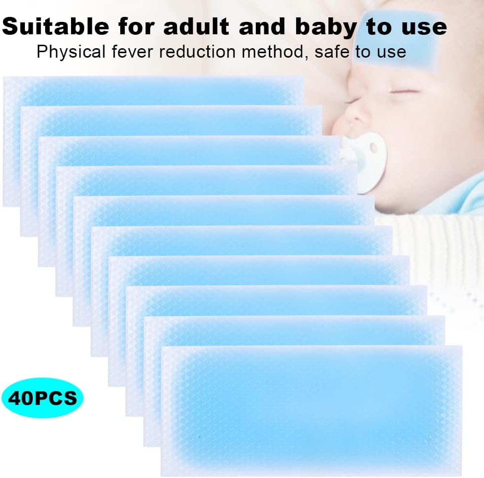 40 almohadillas de enfriamiento para la fiebre del bebé, almohadilla de enfriamiento para la frente del bebé, parche seguro para la fiebre de los