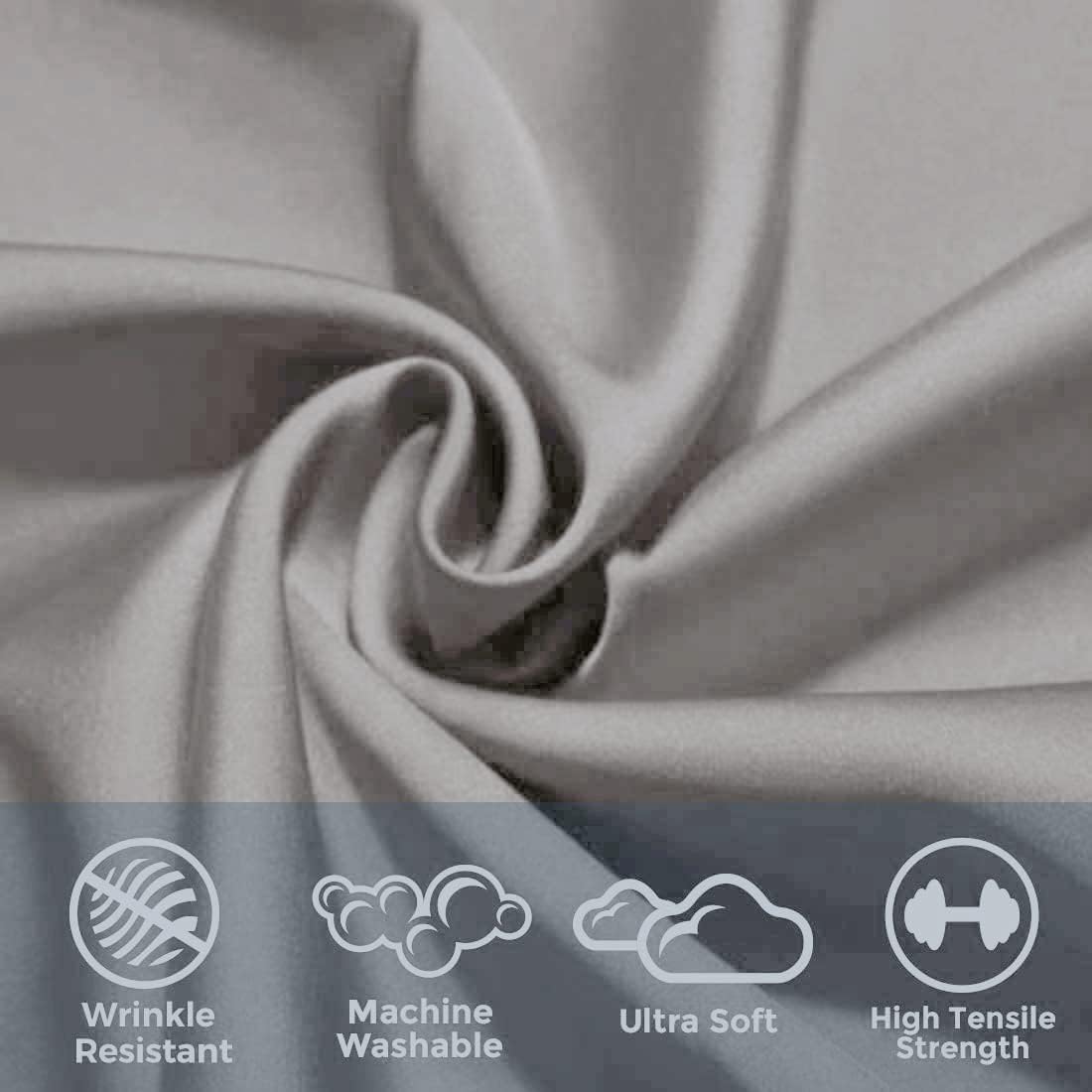 wavveUziz Juego de sábanas de satén de tamaño individual, color gris, de 16 pulgadas, juego de sábanas de satén sedoso con 1 sábana bajera, 1 sábana