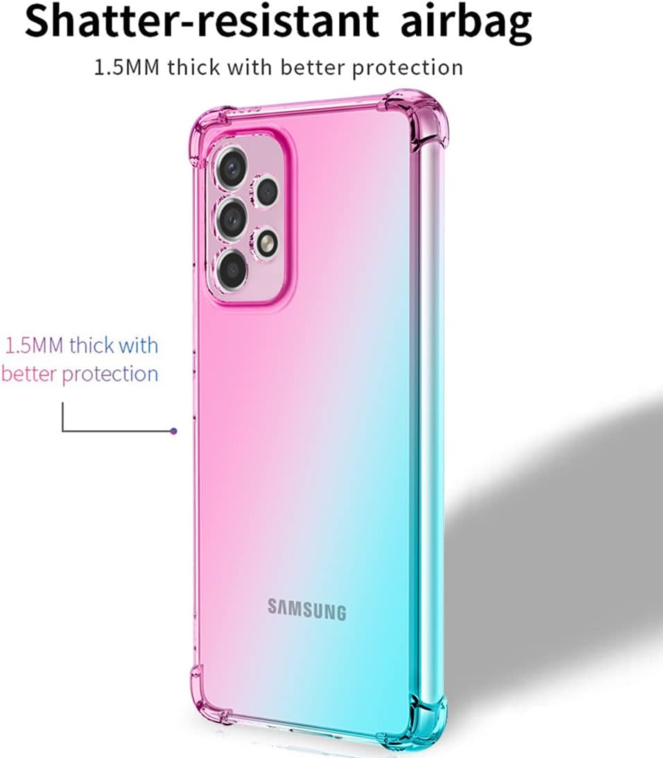 Osophter Funda para Samsung Galaxy A23 5G4G (rosa y verde azulado) con esquinas reforzadas transparentes y transparentes de poliuretano