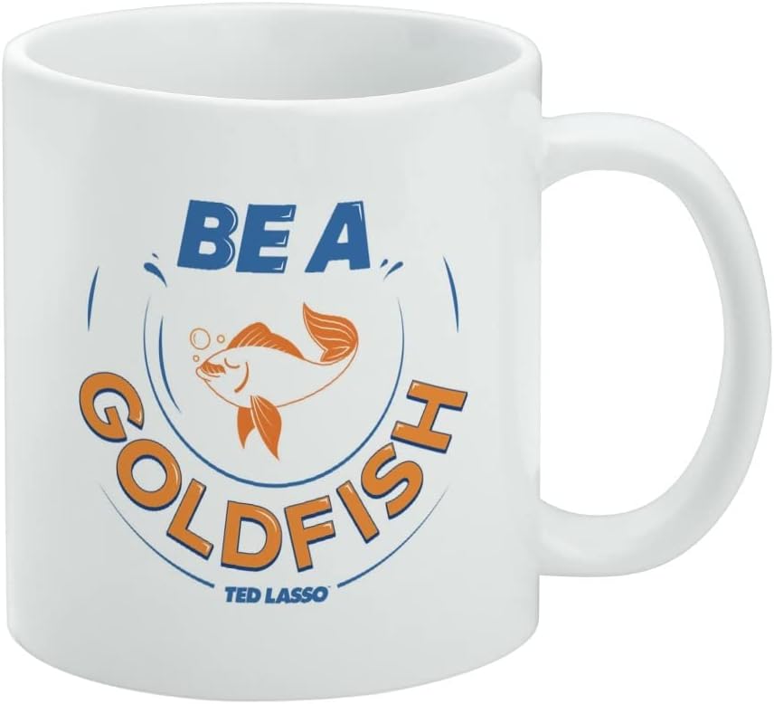 GRAPHICS & MORE Ted Lasso Be A Goldfish – Taza de café de cerámica, novedosa taza de regalo para café, té y bebidas calientes, 11 onzas, color blanco