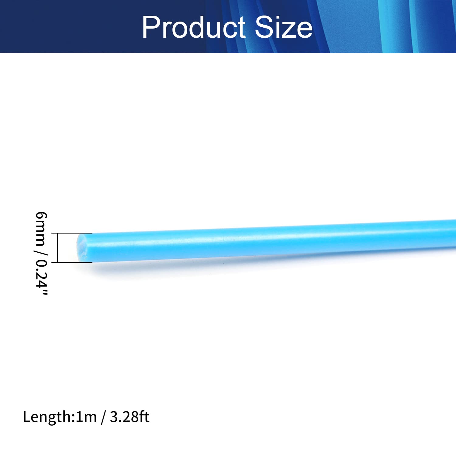 Varilla redonda de plástico de polioximetileno barras de ingeniería sólido POM Stick azul 0.24 x 39.37 pulgadas (D x L) 3 piezas