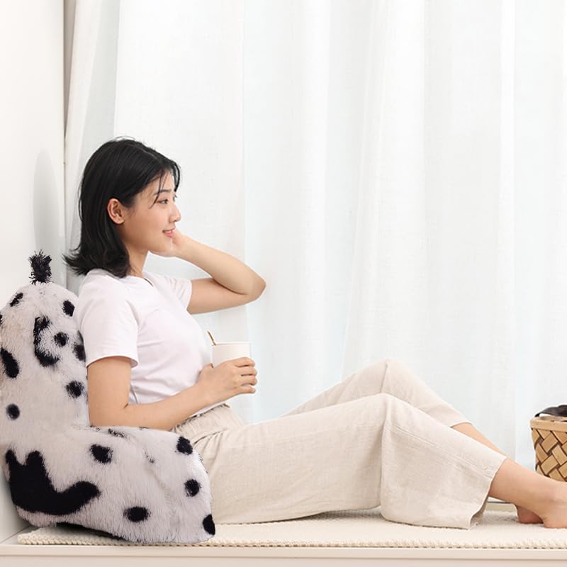 Holawakaka Almohada grande de piel sintética con brazos, almohadas de lectura con estampado de vaca peluda, perfectas para adultos, hombres,