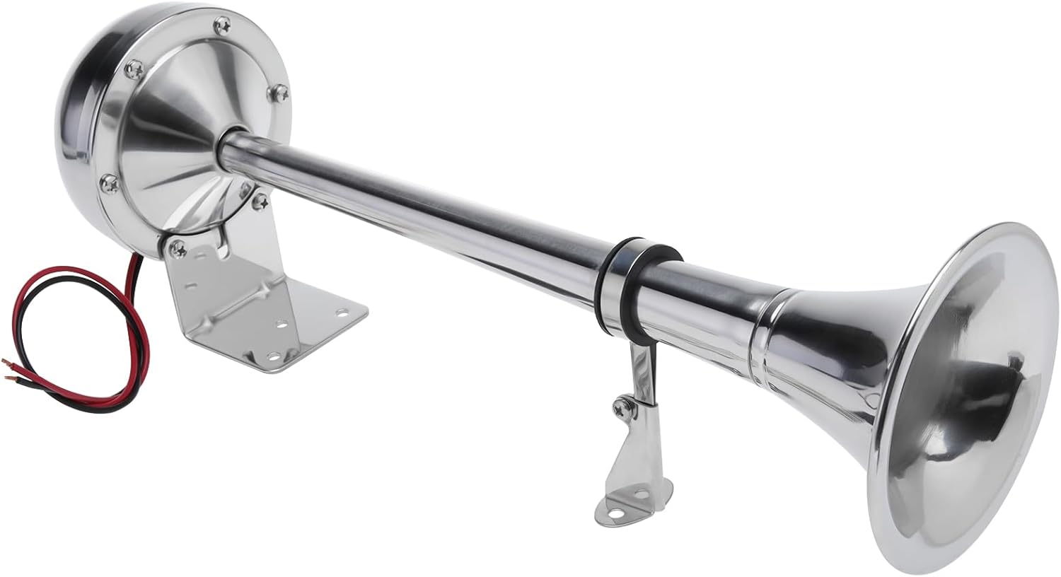 NovelBee Bocina de trompeta de barco marino de 12 V, bocina eléctrica única de acero inoxidable de 115 db para remolque de camión de barco