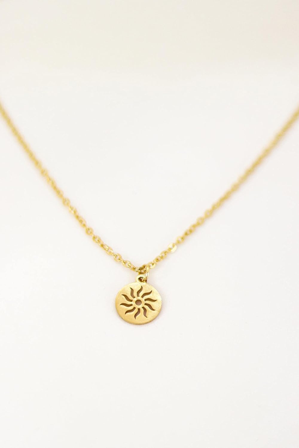 Sun necklace for men, groomsmen gift, men’s necklace gold sun pendant, stainless chain necklace, gift for him, Yoga necklace, waterproof
