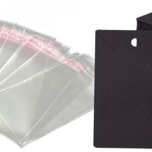 TEHAUX 300 piezas de collar de perno prisionero organizador de aretes suministros de embalaje colgante de papel artesanal collar de cartón negro TEHAUX 300 piezas de collar de perno prisionero organizador de aretes suministros de embalaje colgante de papel artesanal collar de cartón negro