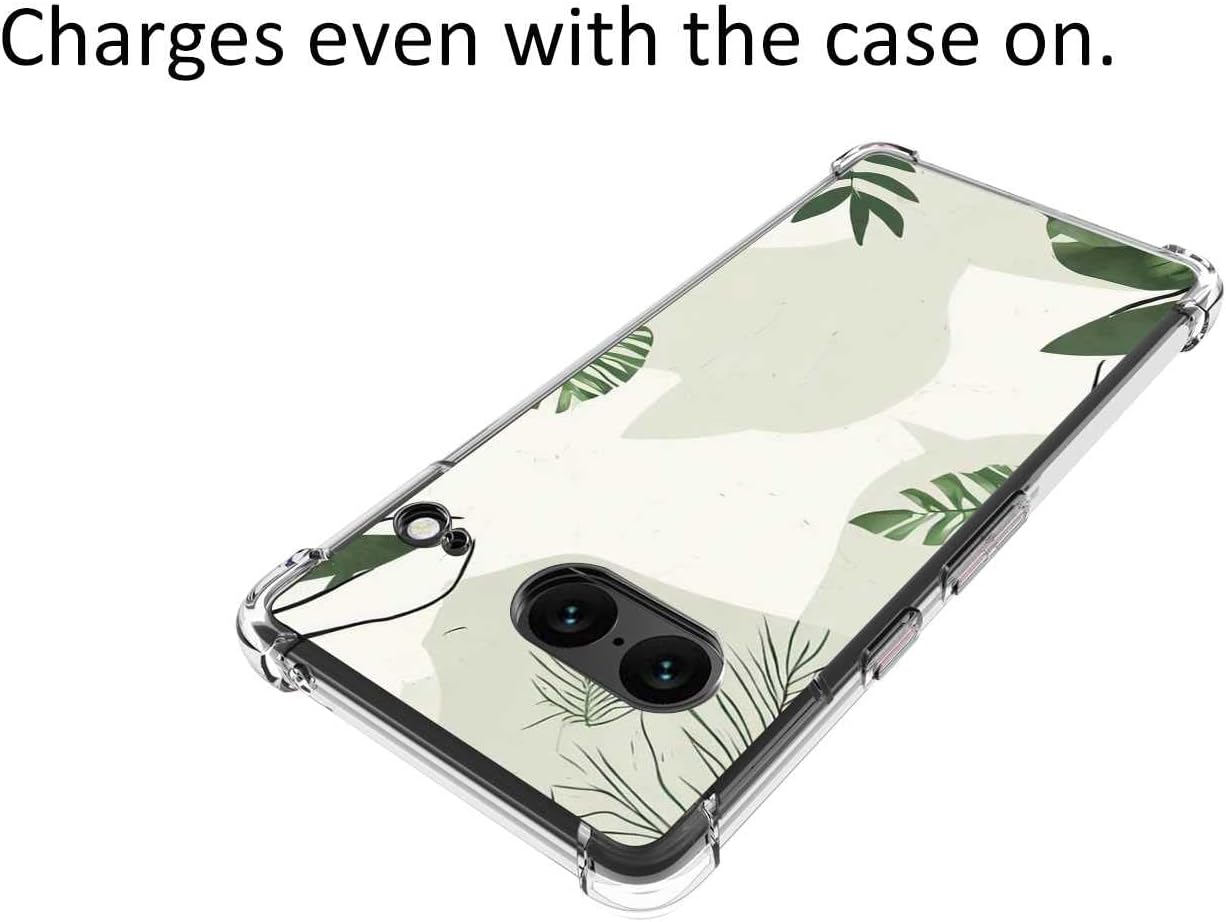 Funda minimalista compatible con Google Pixel 7, diseño bohemio minimalista abstracto de hojas verdes pastel arte botánico para Moto Case Girls
