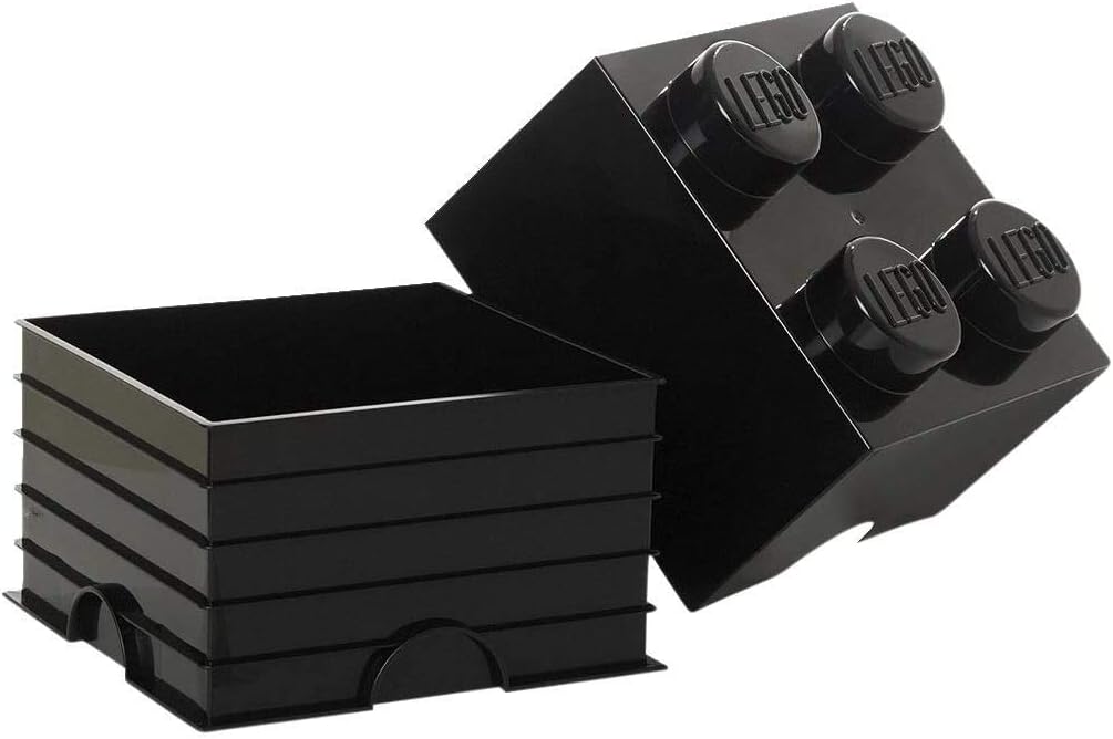 LEGO Caja de almacenamiento negra ladrillo 4, 9.843 x 9.843 x 7.087in