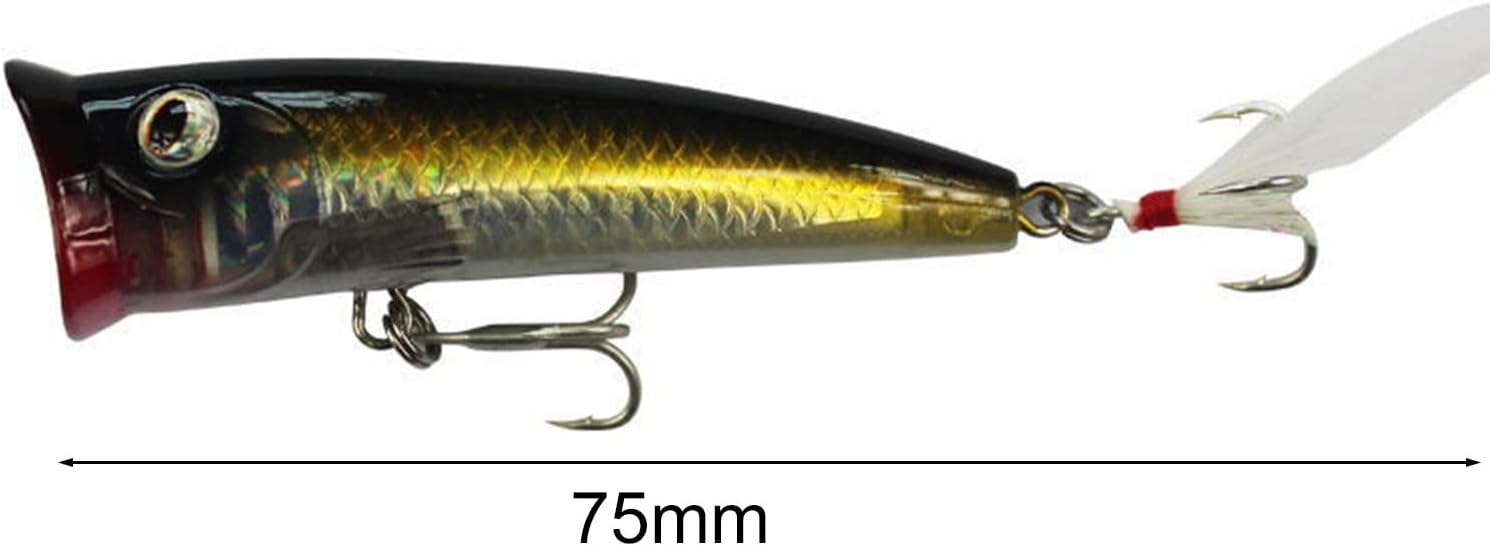 Señuelos de pesca, 2.953 in0.35 oz Wobbler Popper pesca cebo duro señuelo para pesca pesca amantes de la pesca, trucha lubina, pesca, 3, talla única