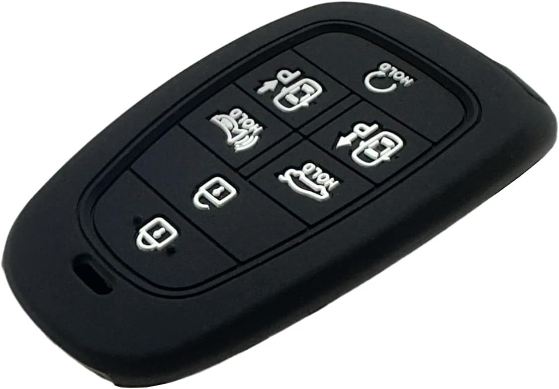 Funda de goma de silicona para llavero compatible con 7 botones 2019-2023 Hyundai Sonata Nexo 2022 Hyundai Tucson 2023 Palisade Santa Fe (negrorosa)