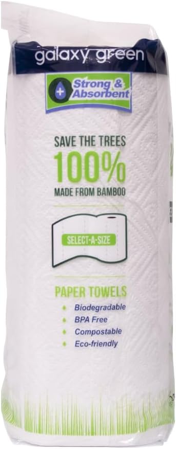 Toallas de papel de bambú amigables con la tierra, hojas fuertes de 2 capas, sostenibles, 24 rollos