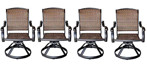 Santa Clara juego de 4 sillas mecedoras y giratorias de comedor, para patio, aluminio fundido macizo en bronce oscuro