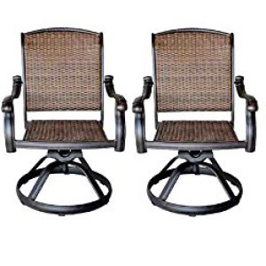 Santa Clara juego de 4 sillas mecedoras y giratorias de comedor, para patio, aluminio fundido macizo en bronce oscuro Santa Clara juego de 4 sillas mecedoras y giratorias de comedor, para patio, aluminio fundido macizo en bronce oscuro