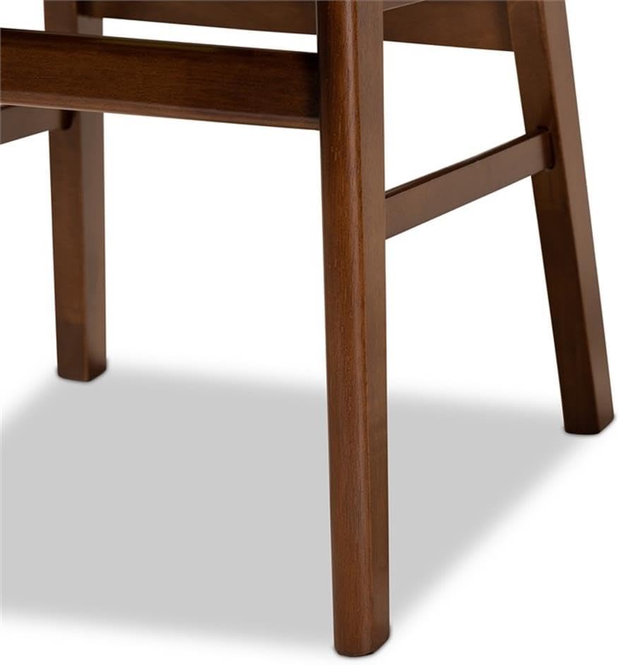Baxton Studio Euclid Mid-Century – Juego de sillas de comedor de 2 piezas con tapizado de tela gris y acabado marrón nogal