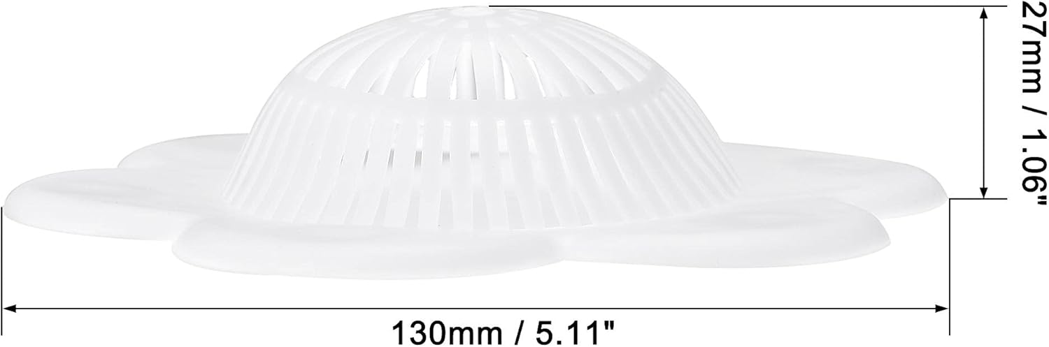 uxcell Colador para fregadero de cocina, tapón de eliminación de fregadero de silicona, colador de pelo flexible, color blanco, 2 unidades