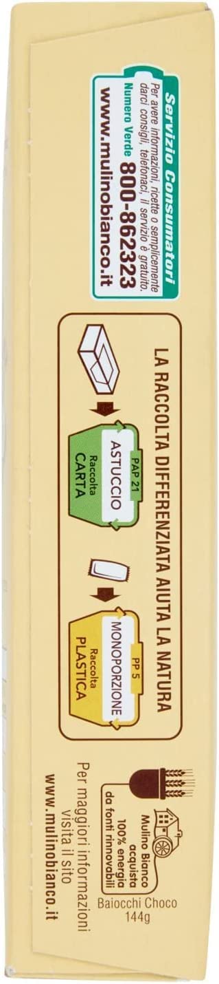 3x Mulino Bianco Baiocchi choco biscotti al cioccolato, frollini e tavolette di cioccolato al latte con nocciole, ottimi come merenda 5.08 oz