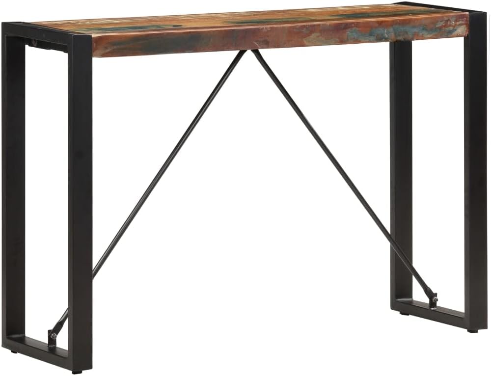 Mesa auxiliar con patas de taburete alto, mesa consola de 43.3 x 13.8 x 29.9 pulgadas, madera maciza recuperada, adecuada para pasillo, dormitorio,