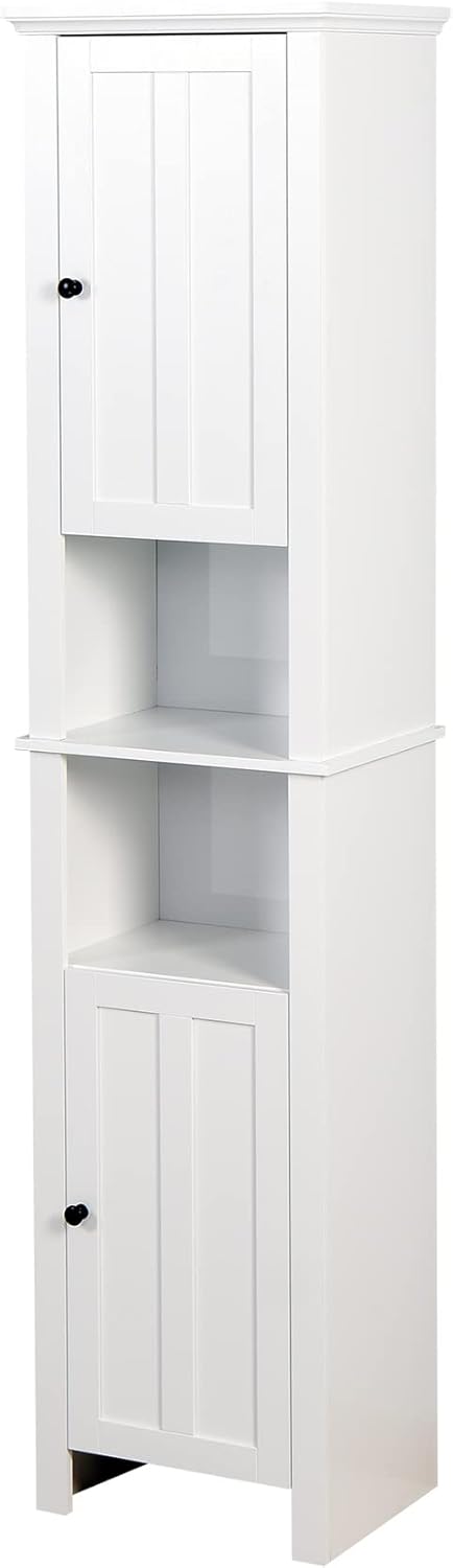 Armario alto de lino tipo torre con 2 puertas y estantes de 6 niveles, gabinete de almacenamiento estrecho para sala de estar, 15.75 x 11.81 x 66.93