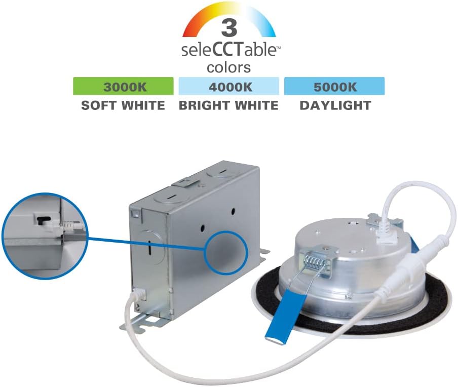 HALO LTB CCT seleccionable de 4 pulgadas (3000K-5000K) LED integrado, luz empotrable blanca, ajuste regulable