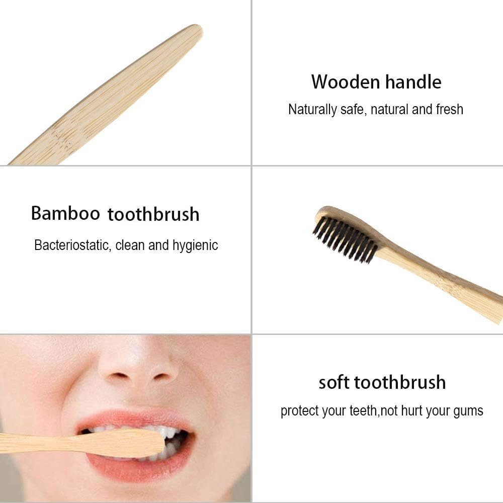 Cepillos de dientes de madera para niños, cerdas suaves a base de carbón, cepillos de dientes naturales, cerdas coloridas, asas para niños y niñas,