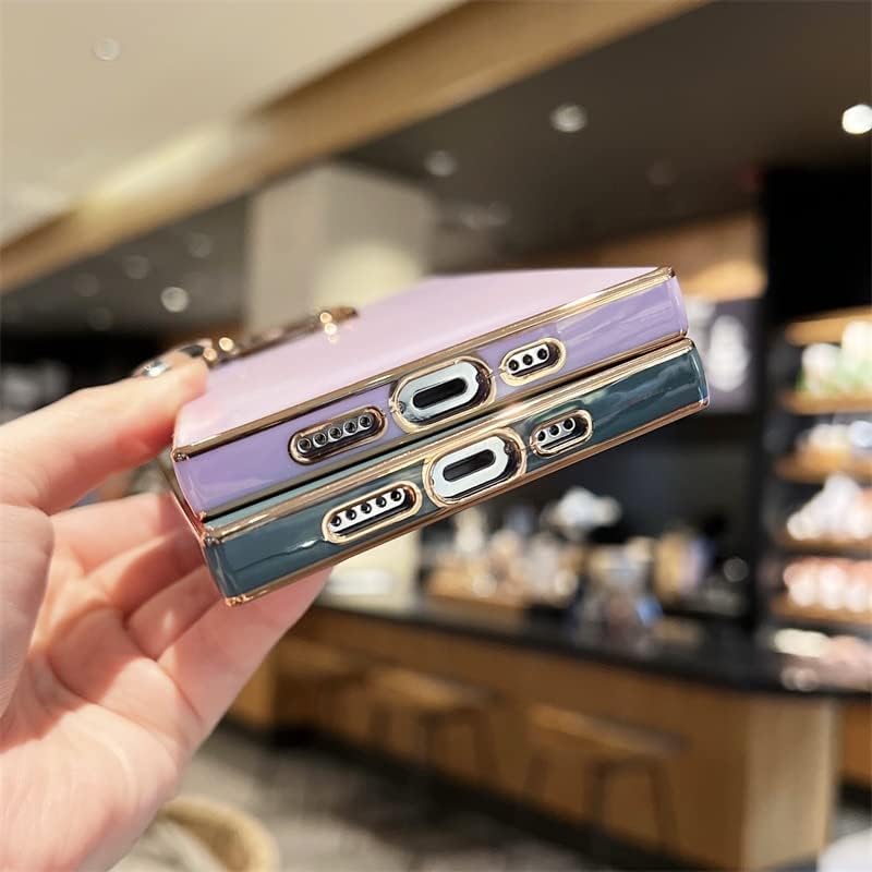 DAHAOGUO Funda cuadrada para iPhone 15 Pro, borde dorado, negro, TPU suave, anticaídas, antiarañazos, absorción de golpes, funda protectora