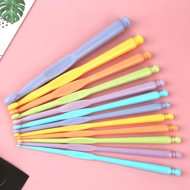 Juego de agujas de tejer de ganchillo con mango de plástico ergonómico de 0.079 in, herramientas de tejido de hilo para entusiastas del ganchillo