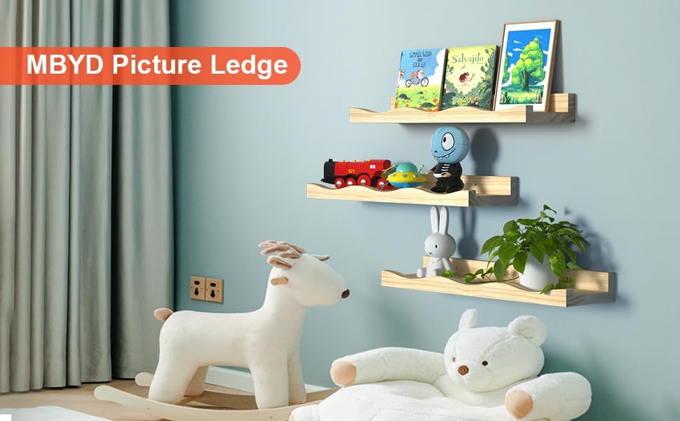 Estantes flotantes para decoración de pared, juego de 3 estantes para libros de guardería, estantes de baño, estante de pared de 16 pulgadas para